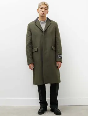 Tailored Wool Blend Coat - Green Melange