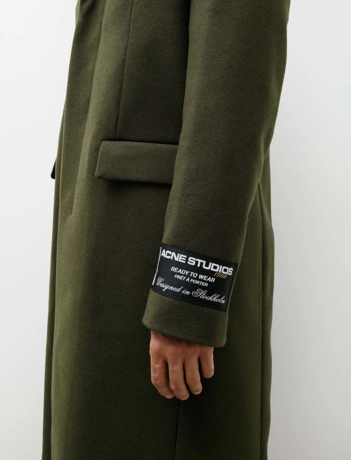 Tailored Wool Blend Coat - Green Melange