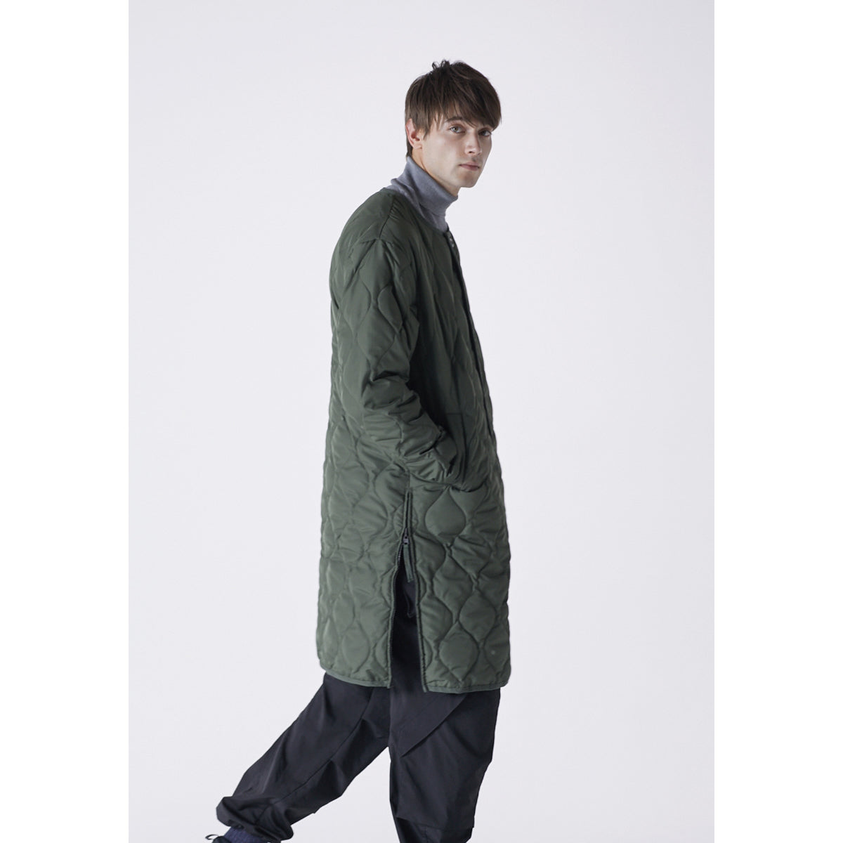 TAION Military U-Neck Coat dark olive