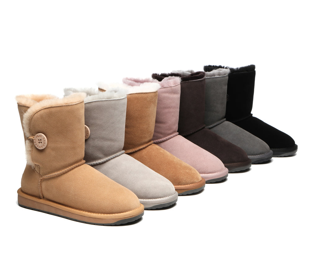 TARRAMARRA Premium Australian Sheepskin Boots Unisex Short Button Plus