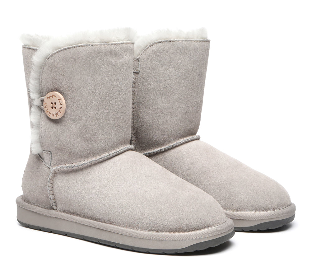 TARRAMARRA Premium Australian Sheepskin Boots Unisex Short Button Plus