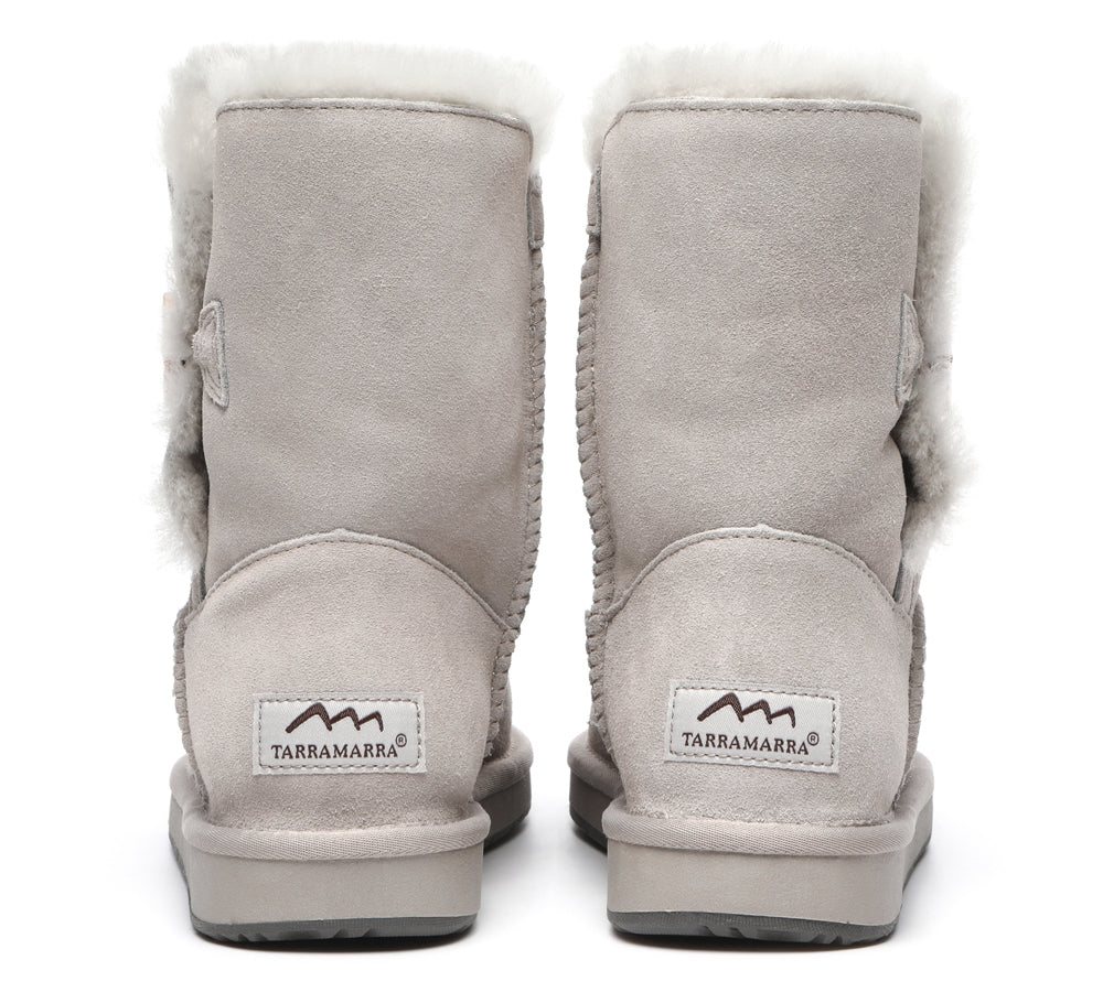 TARRAMARRA Premium Australian Sheepskin Boots Unisex Short Button Plus