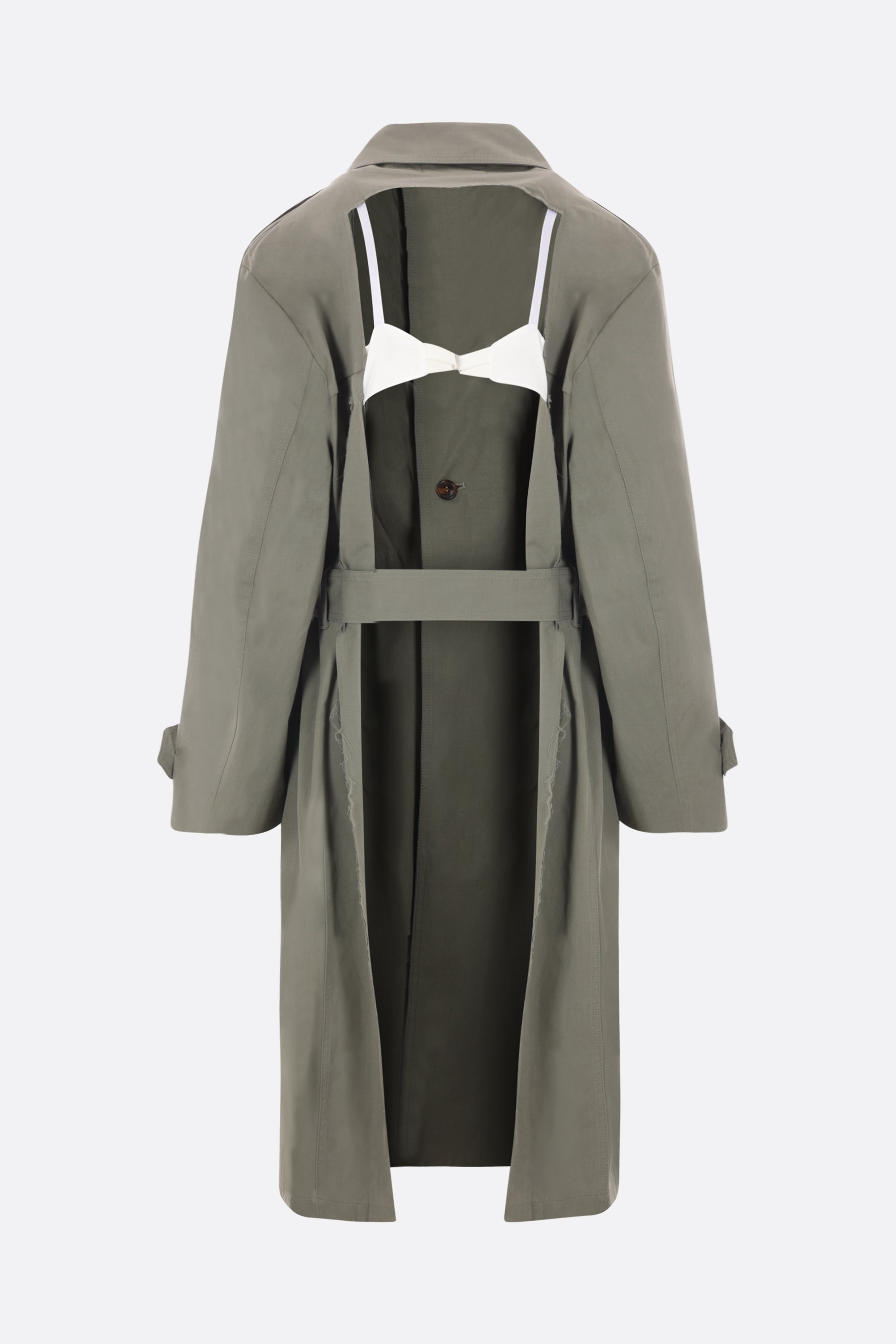 technical gabardine trench coat with cut-out