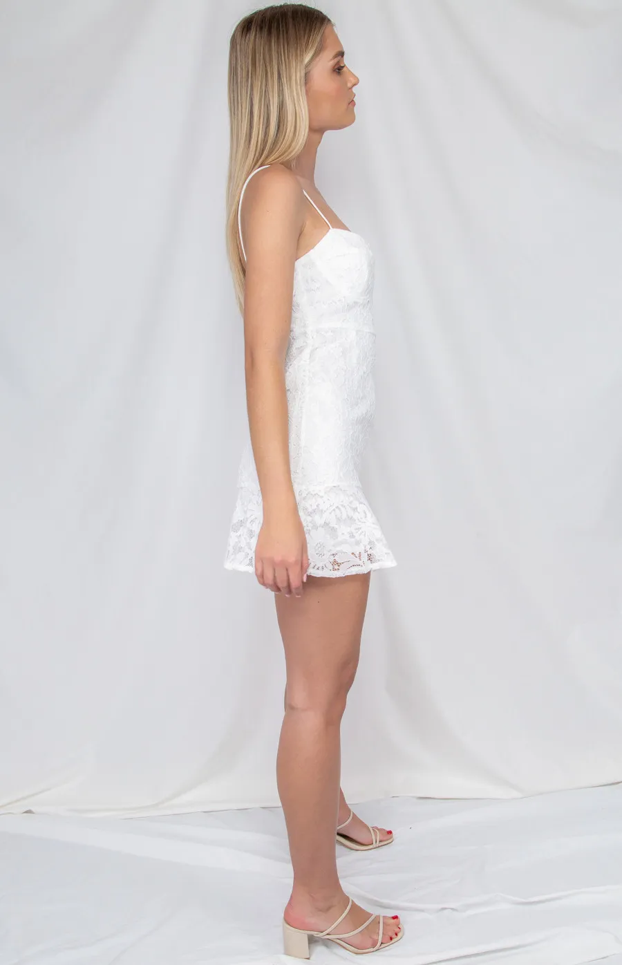 Thin Strap Lace Dress with Underwire Detail (WDR228A)