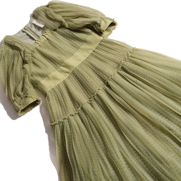 Tia Cibani Child Cornucopia Tiered Tulle Maxi Dress Sage Green