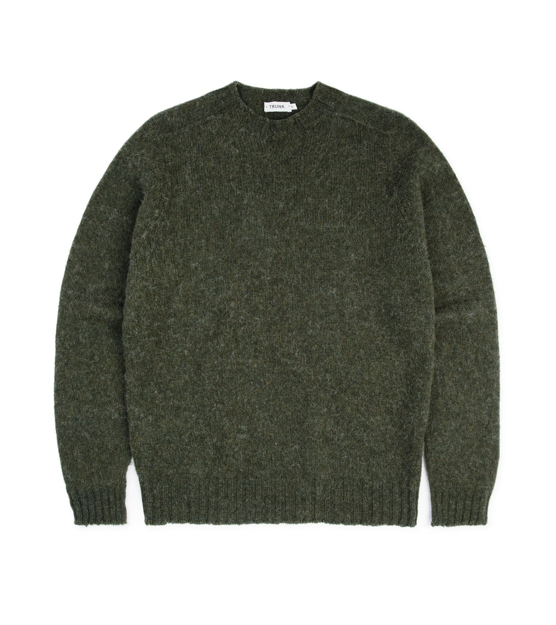 Trunk Berwick Brushed Shetland Crew Sweater: Dark Olive