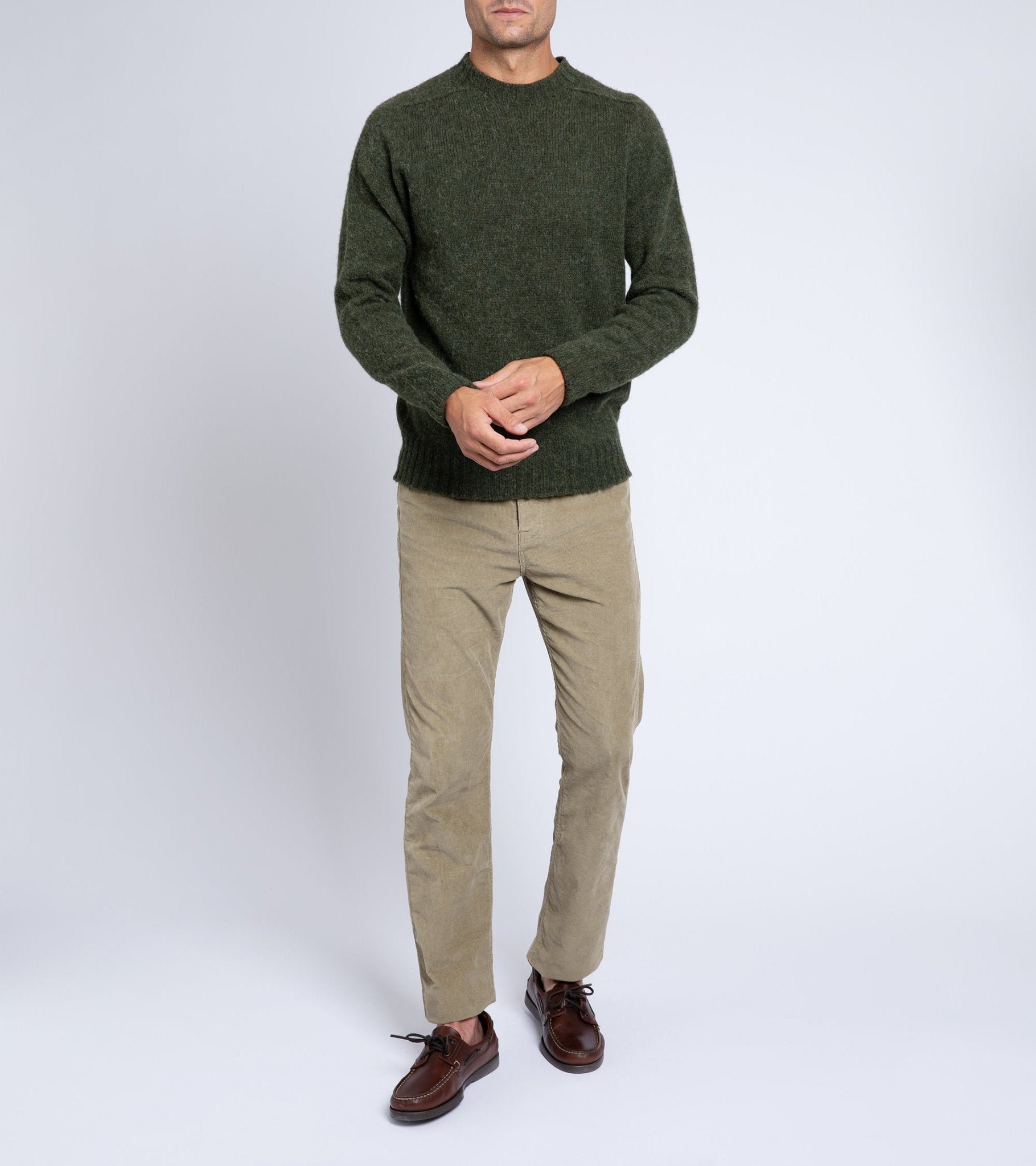 Trunk Berwick Brushed Shetland Crew Sweater: Dark Olive