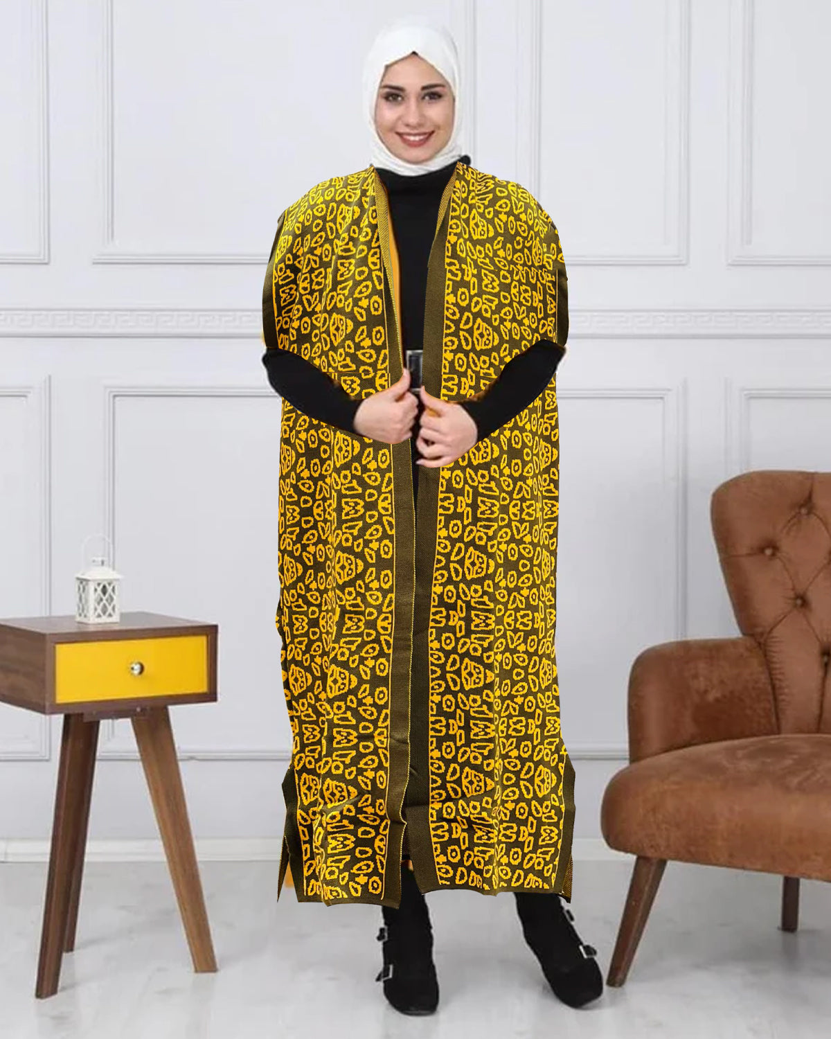 Turkish Woven Long Coat Sweater 2 Pcs Set