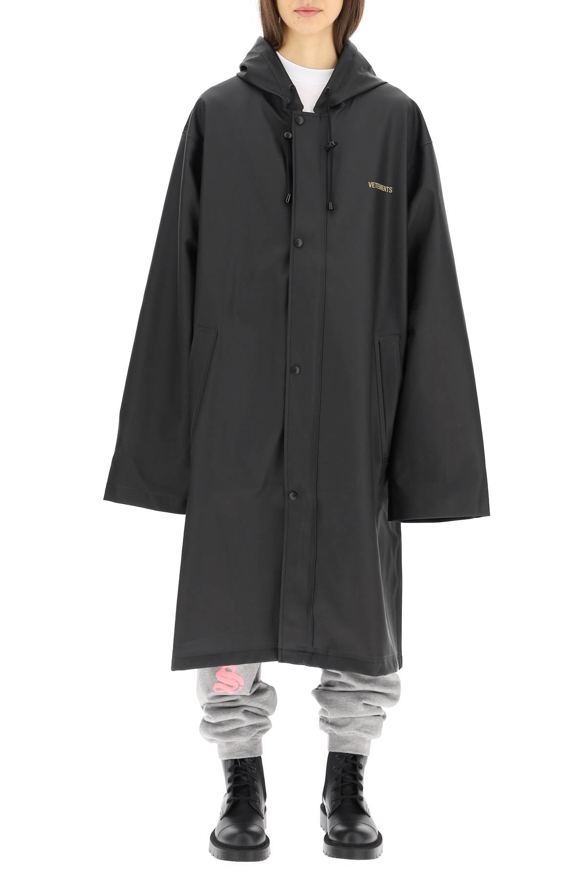 Vetements Logo Printed Hooded Raincoat