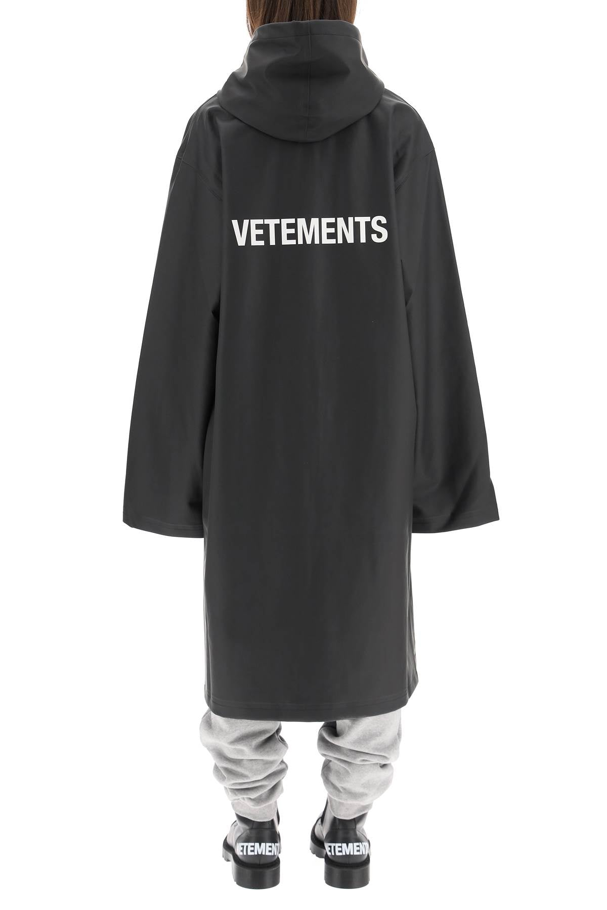 Vetements Logo Printed Hooded Raincoat