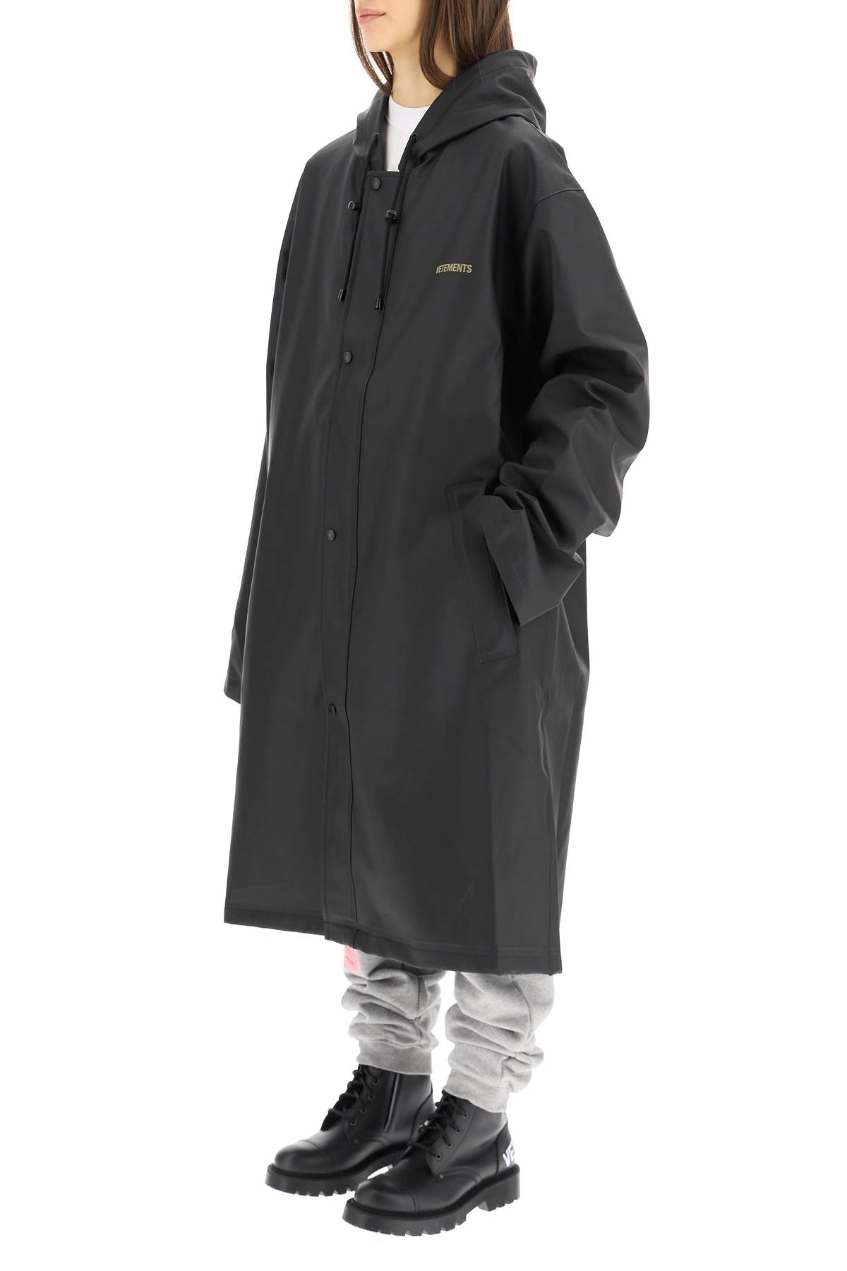 Vetements Logo Printed Hooded Raincoat