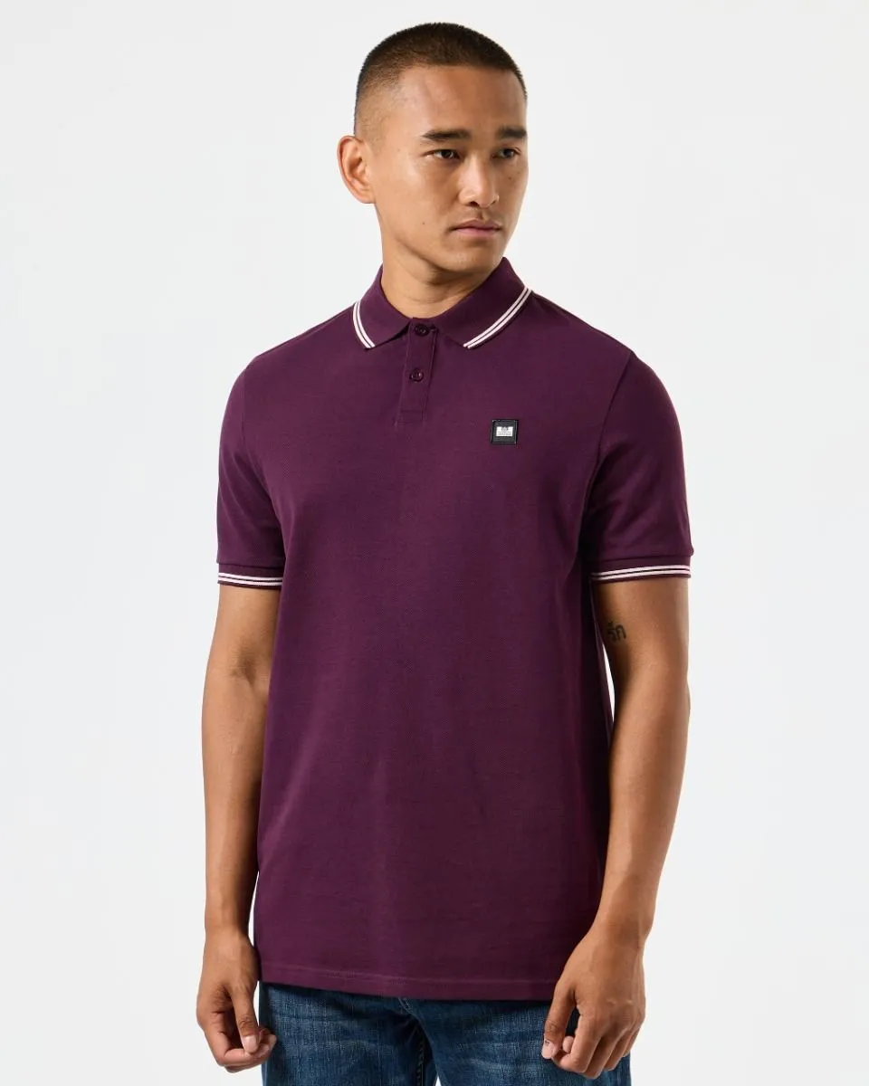 Weekend Offender Farina Double Tipped Polo Shirt Acai Berry Pale Blush