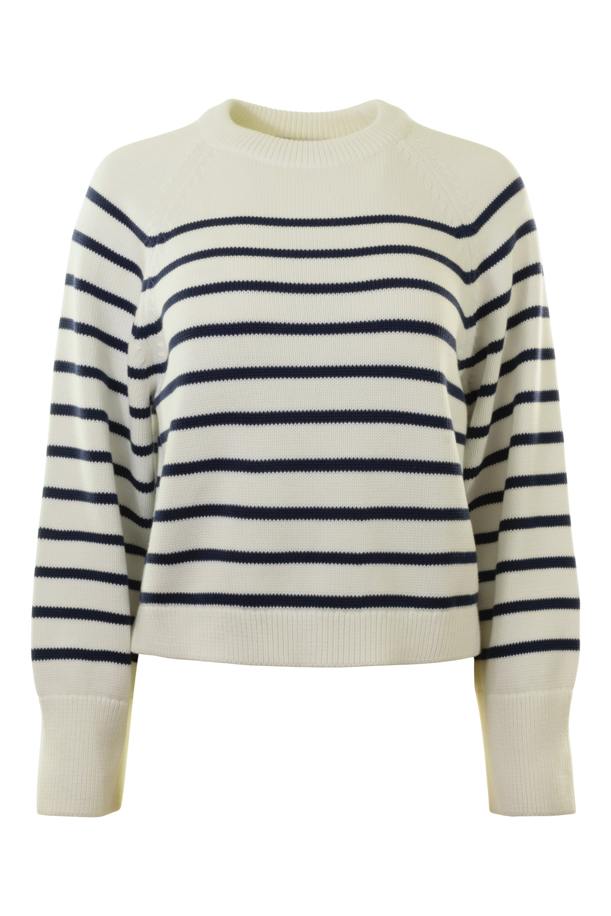 White & Warren Organic Cotton Striped Raglan Sweater