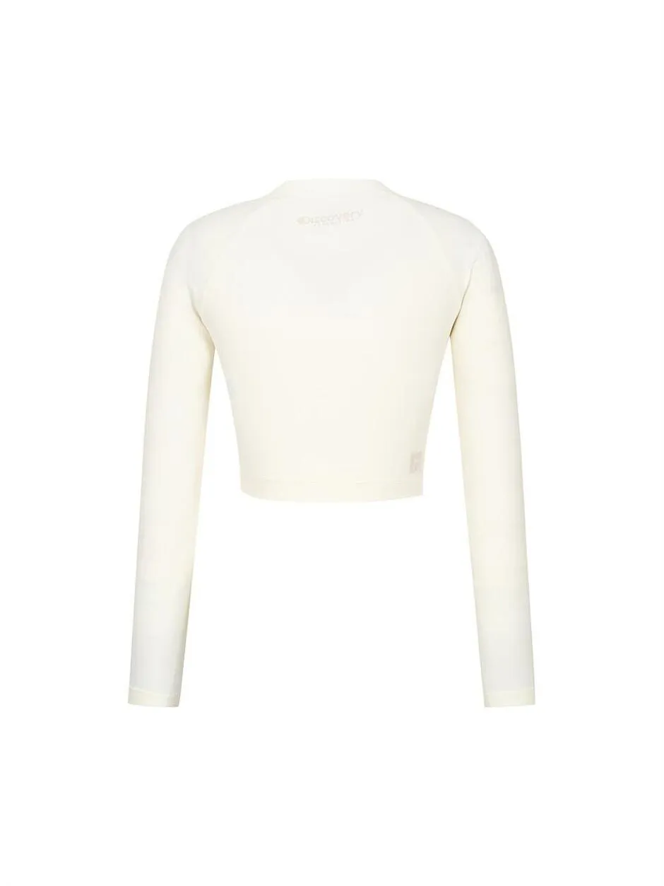 [WMS] Hot Summer Full Zip-Up Crop Rashguard Cream