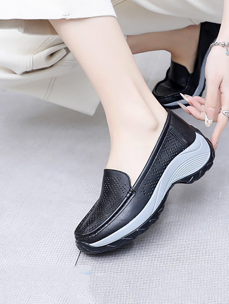 Women Summer Casual Leather Cutout Platform Shoes SC1039