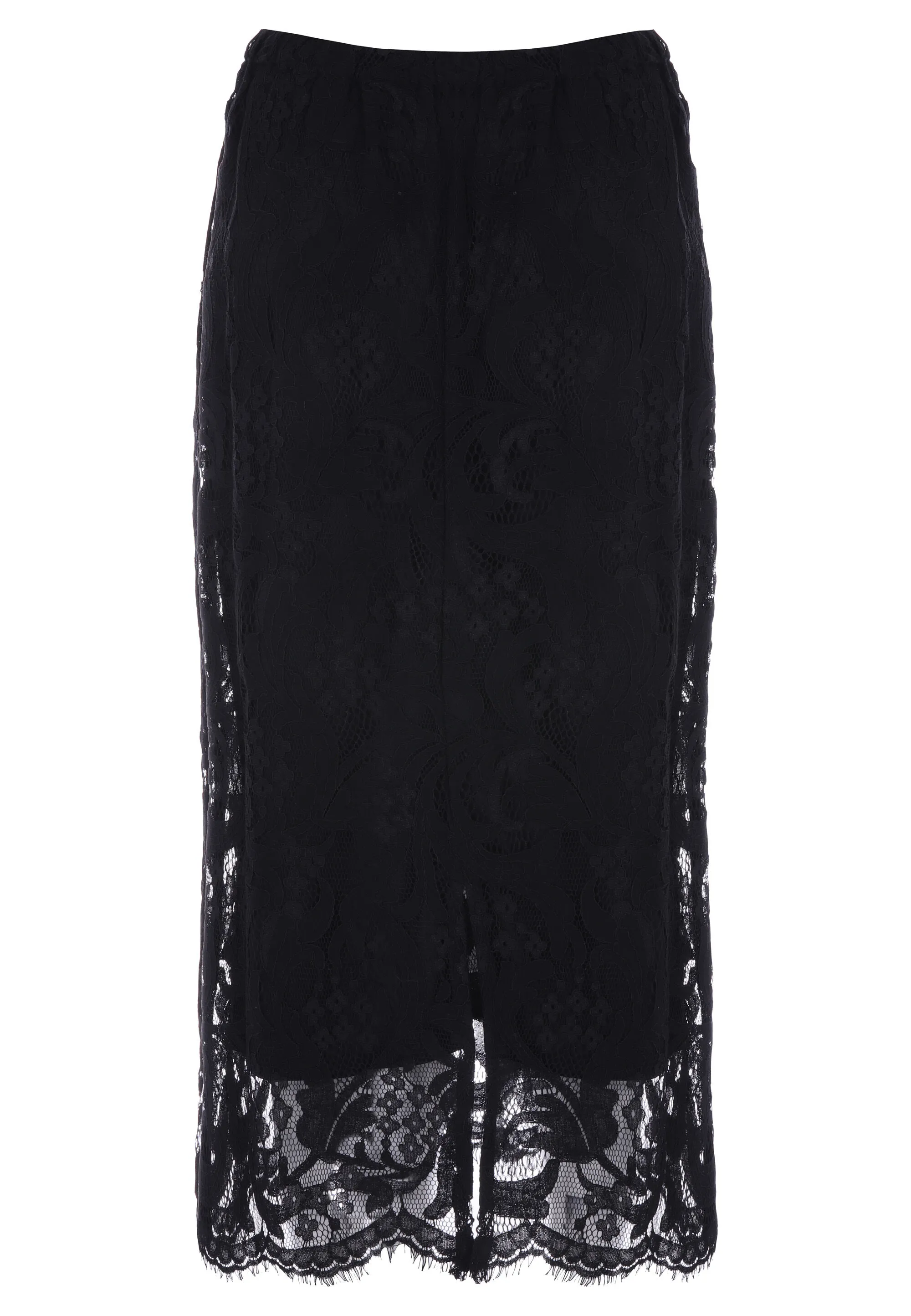 Womens Black Lace Midi Skirt