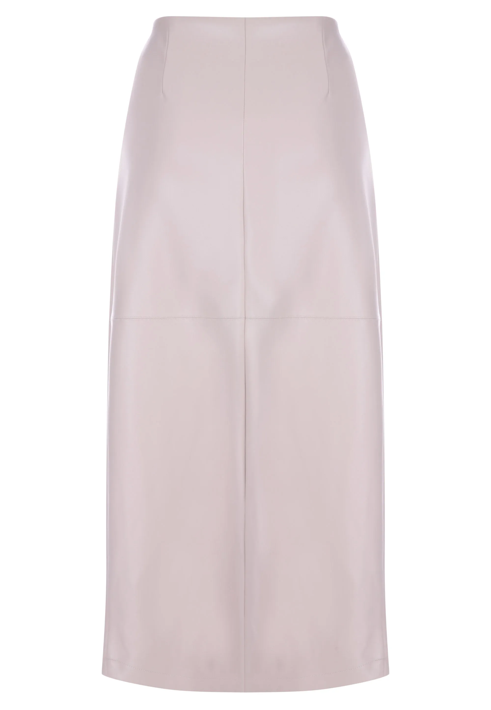 Womens Cream Plain PU Midi Split Skirt