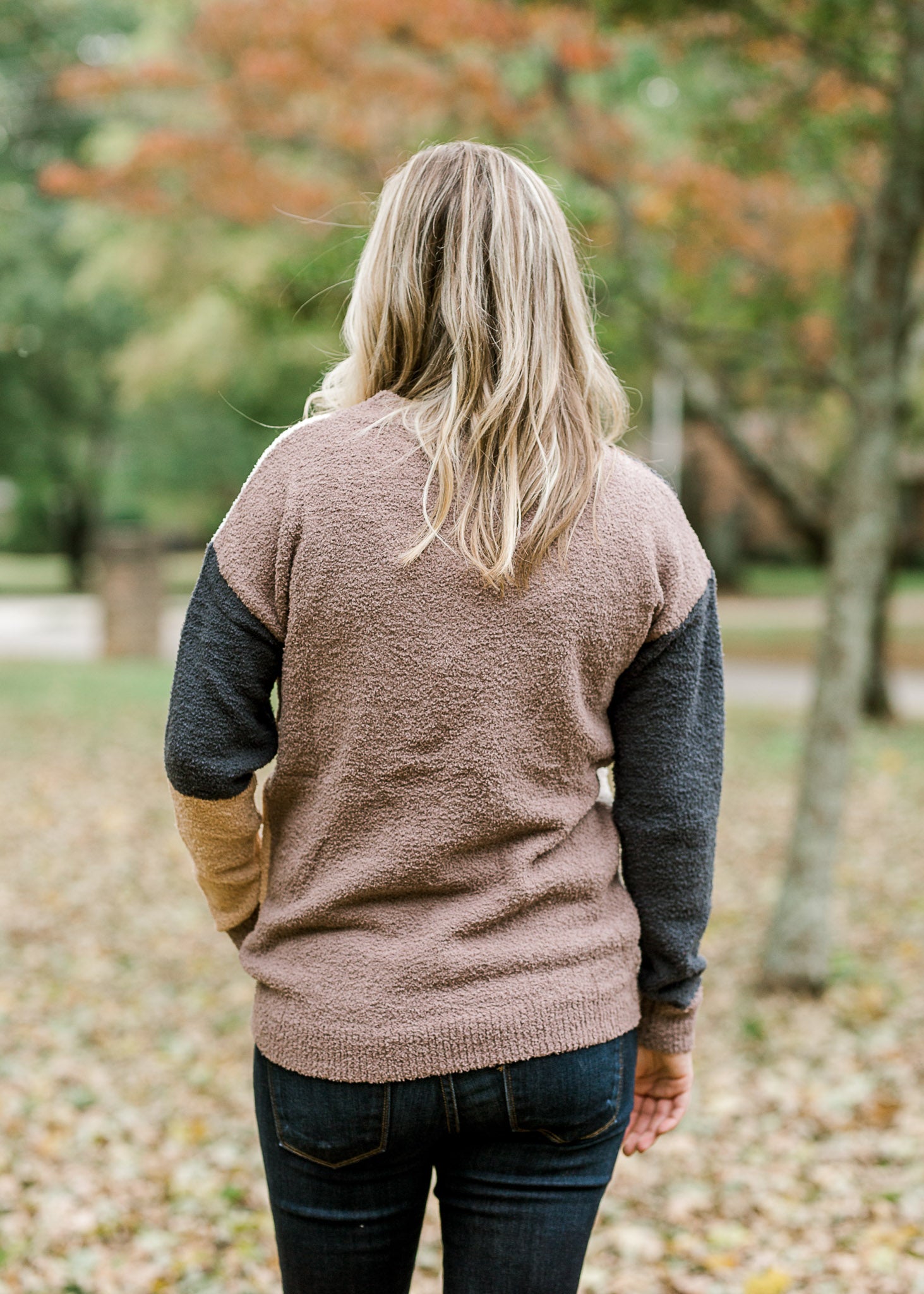 X Cream Color Block Sweater