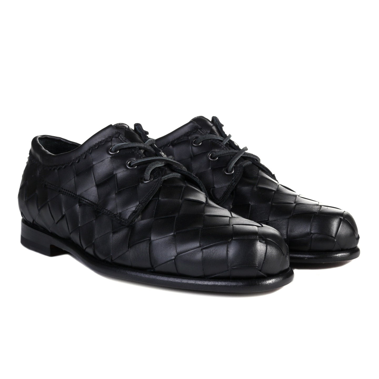 YUKETEN WEAVED BLUCHER NAPPA BLACK