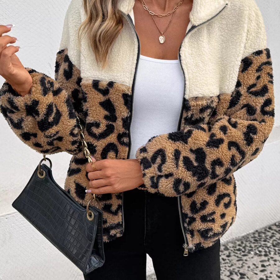 Leopard Zip-Up Fleece Jacket