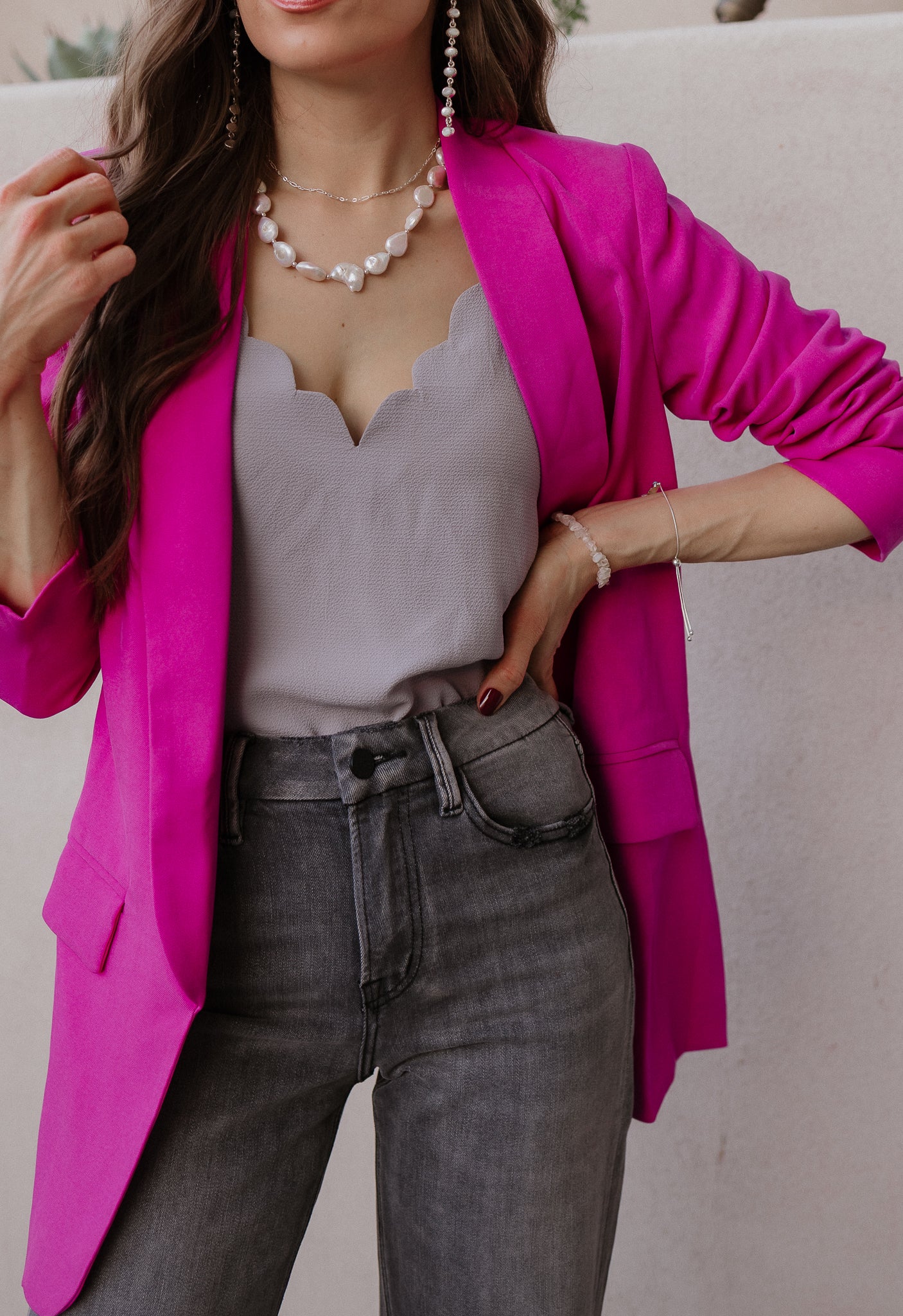 Hot Pink Long Sleeve Blazer - Image 2