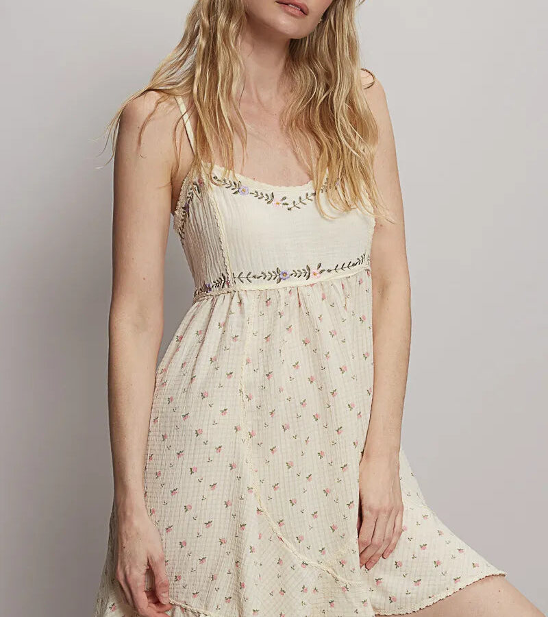 Ruffled Hem Floral Cami Mini Dress